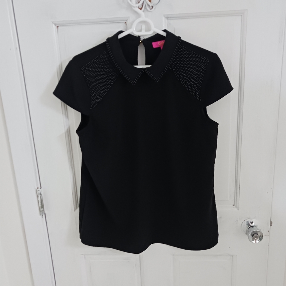 Catherine Maladrino Blouse w/ Beaded Collar